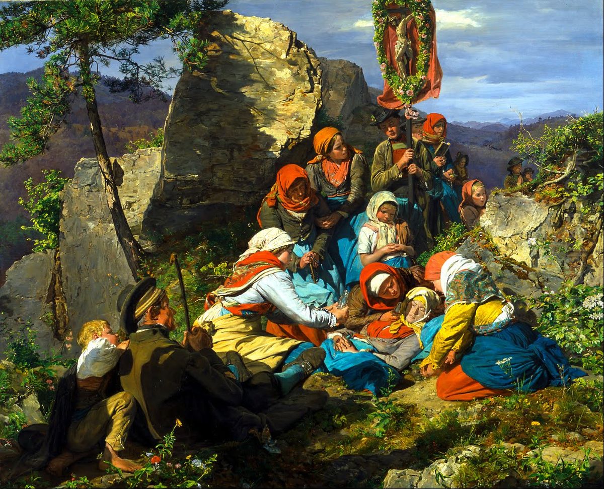The Interrupted Pilgrimage (The Sick Pilgrim) Oil Painting by Ferdinand Georg Waldmuller