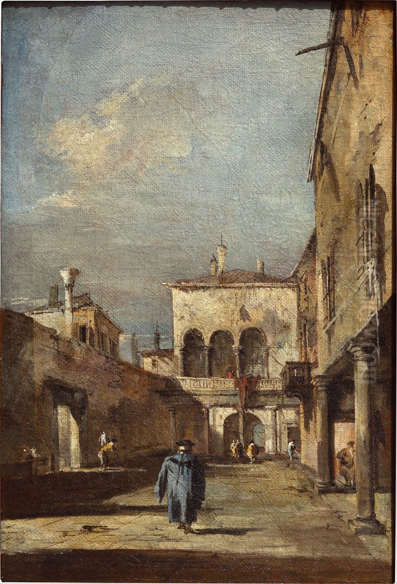 Architectural fantasy with a courtyard Oil Painting by Francesco Guardi