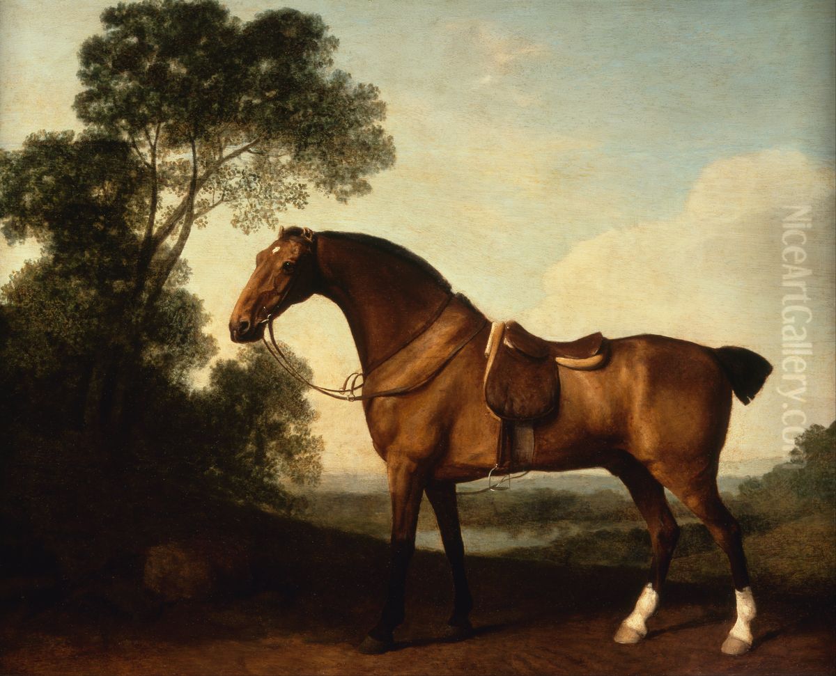 A Saddled Bay Hunter Oil Painting by George Stubbs