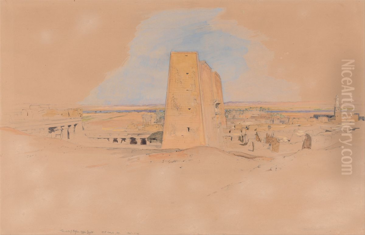 Temple of Edfou, Upper Egypt Oil Painting by John Frederick Lewis