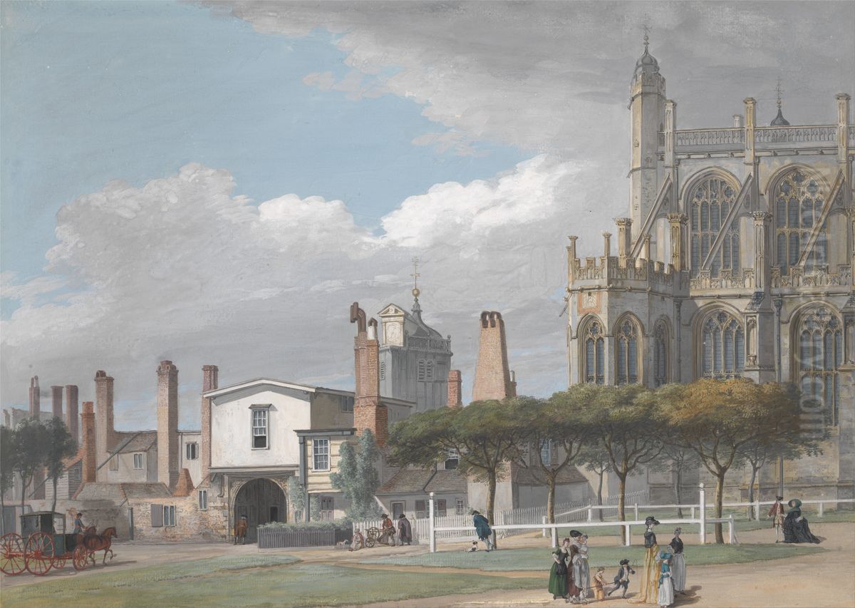 St. George's Chapel, Windsor, and the Entrance to the Singing Men's Cloister Oil Painting by Paul Sandby
