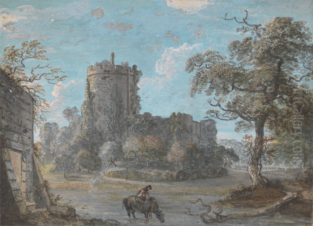 The Entrance to Chepstow Castle Oil Painting by Paul Sandby