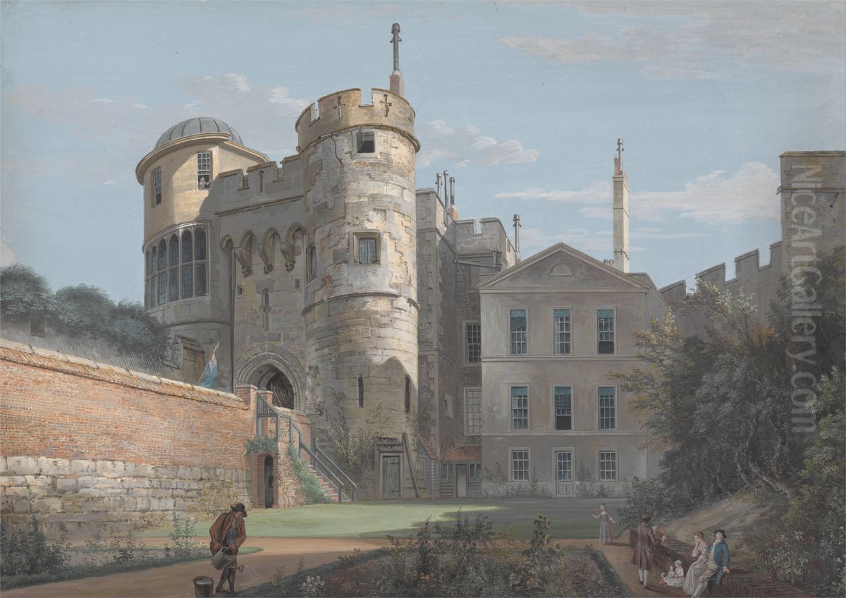 The Norman Gate and Deputy Governor's House Oil Painting by Paul Sandby