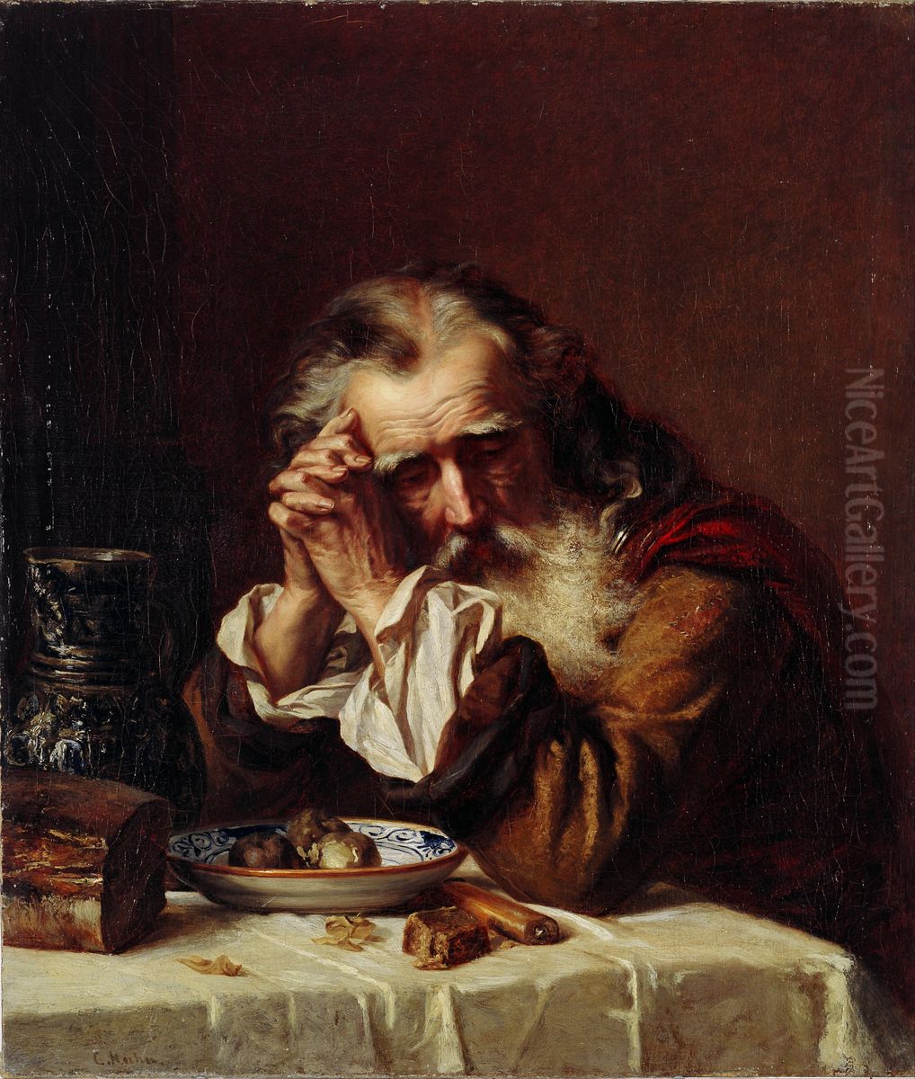 Old Man's Head Oil Painting by Carl Huns
