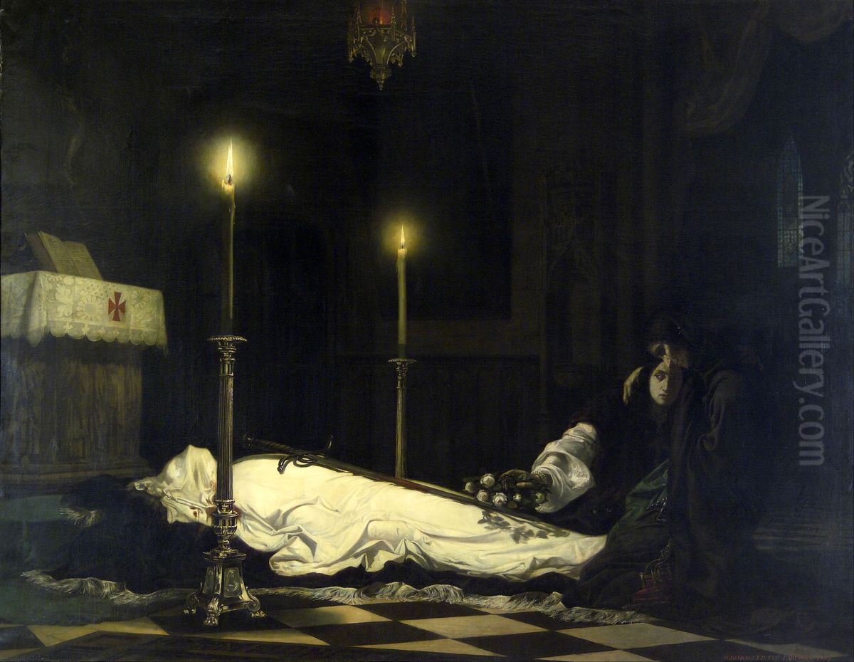 The Mourning of Laszlo Hunyadi Oil Painting by Viktor Madarasz