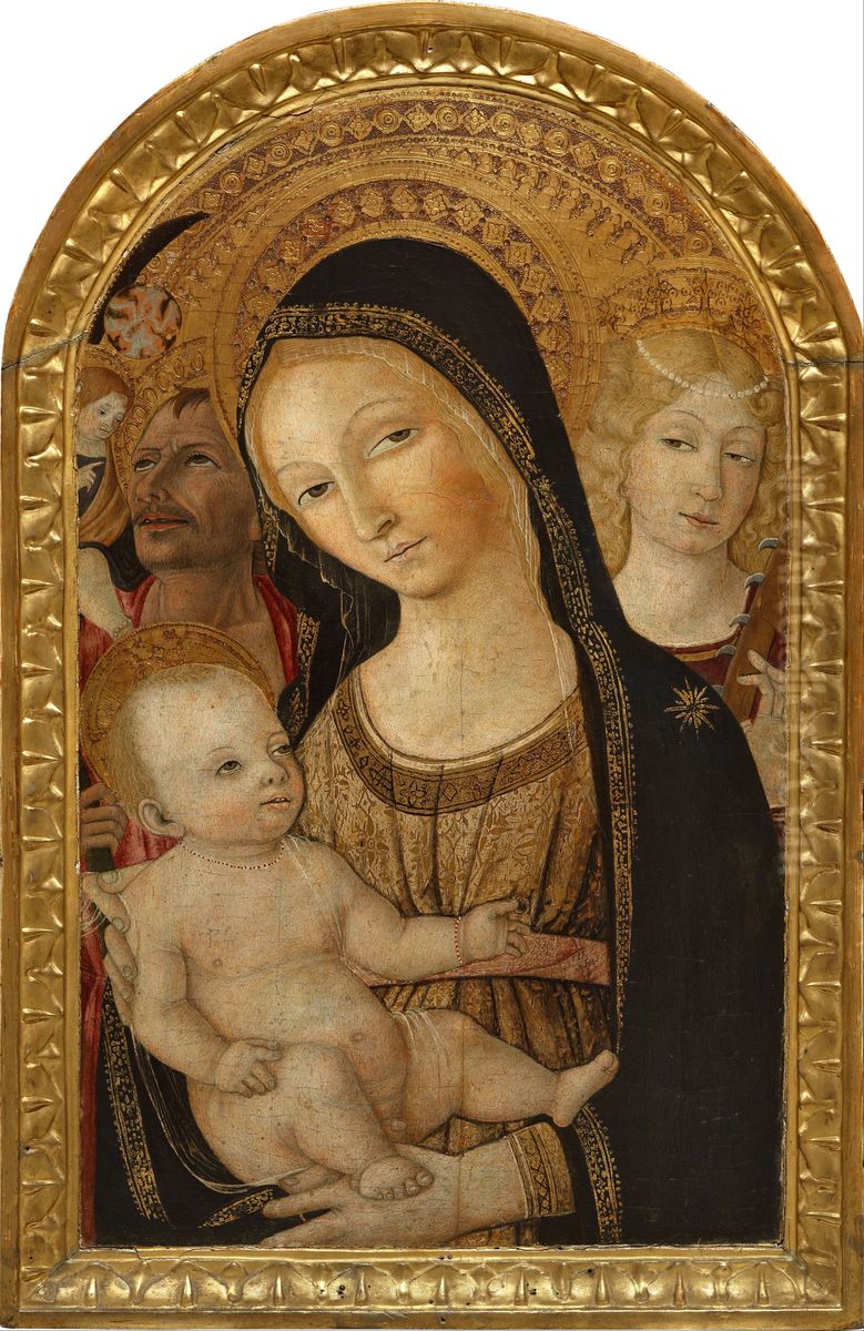 Madonna and Child with Saint Catherine and Saint Christoph Oil Painting by Matteo Di Giovanni
