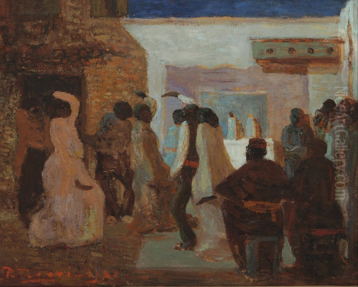 Candombe o Candombe bajo la luna Oil Painting by Pedro Figari