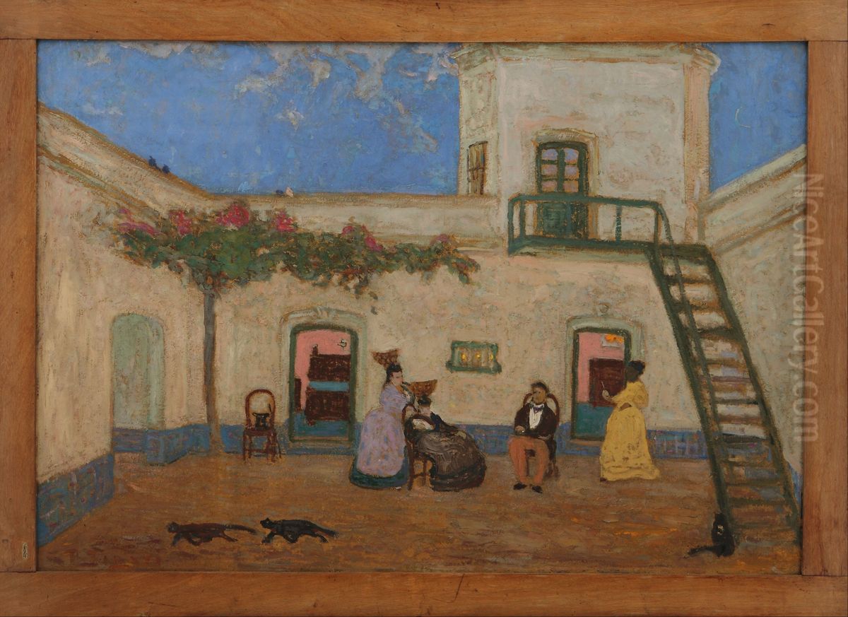 El Patio o Patio Unitario Oil Painting by Pedro Figari