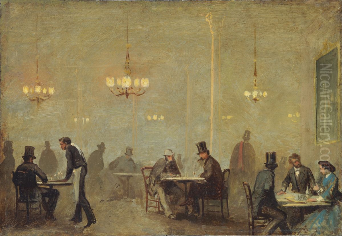 El cafe Oil Painting by Ricardo Balaca