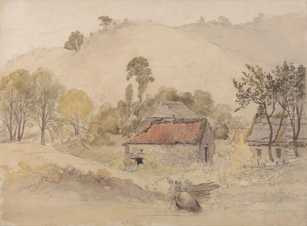 The Barns Oil Painting by Samuel Palmer