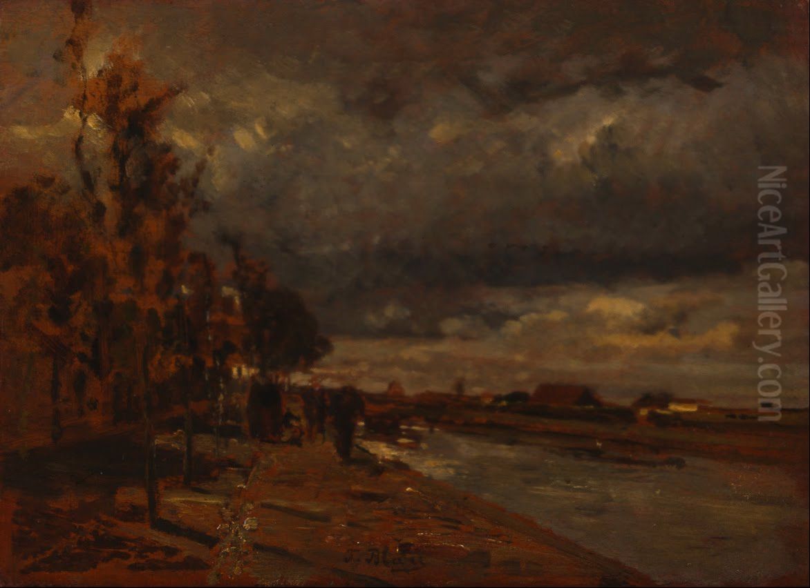 Deutsch:Kanal in Holland Oil Painting by Tina Blau