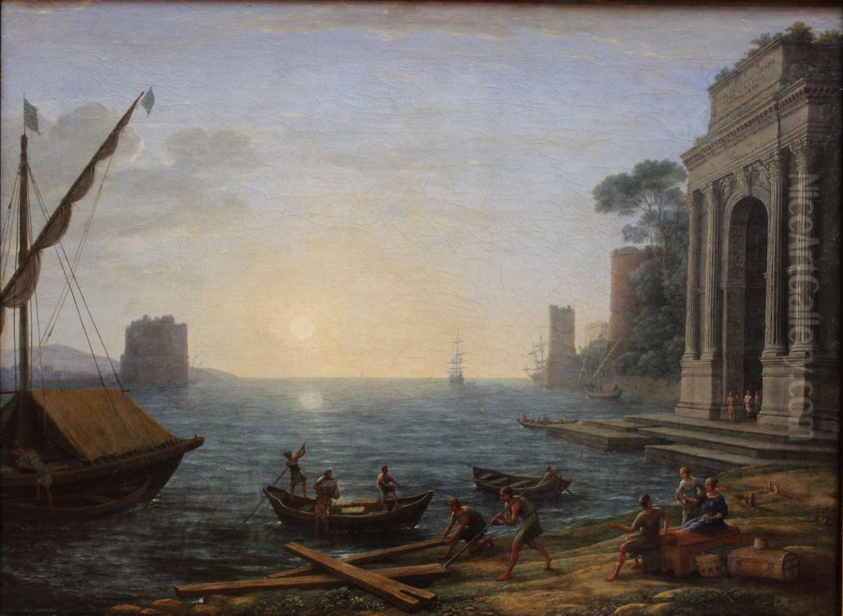 Seehafen beim Aufgang der SonneEnglish:A Seaport at Sunrise Oil Painting by Claude Lorrain (Claude Gellee)
