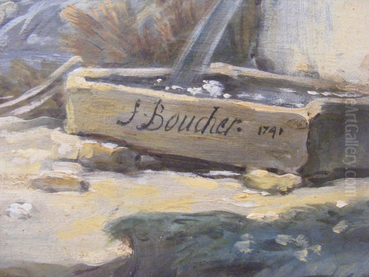 Hirtenlandschaft mit Fluss Oil Painting by Francois Boucher