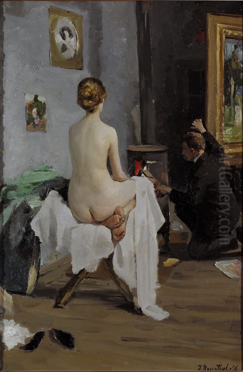 Makslinieka darbnica Oil Painting by Janis Rozentals