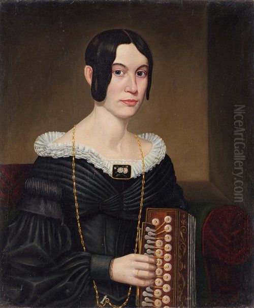 Portrait of a Lady with an Accordion Oil Painting by unknown