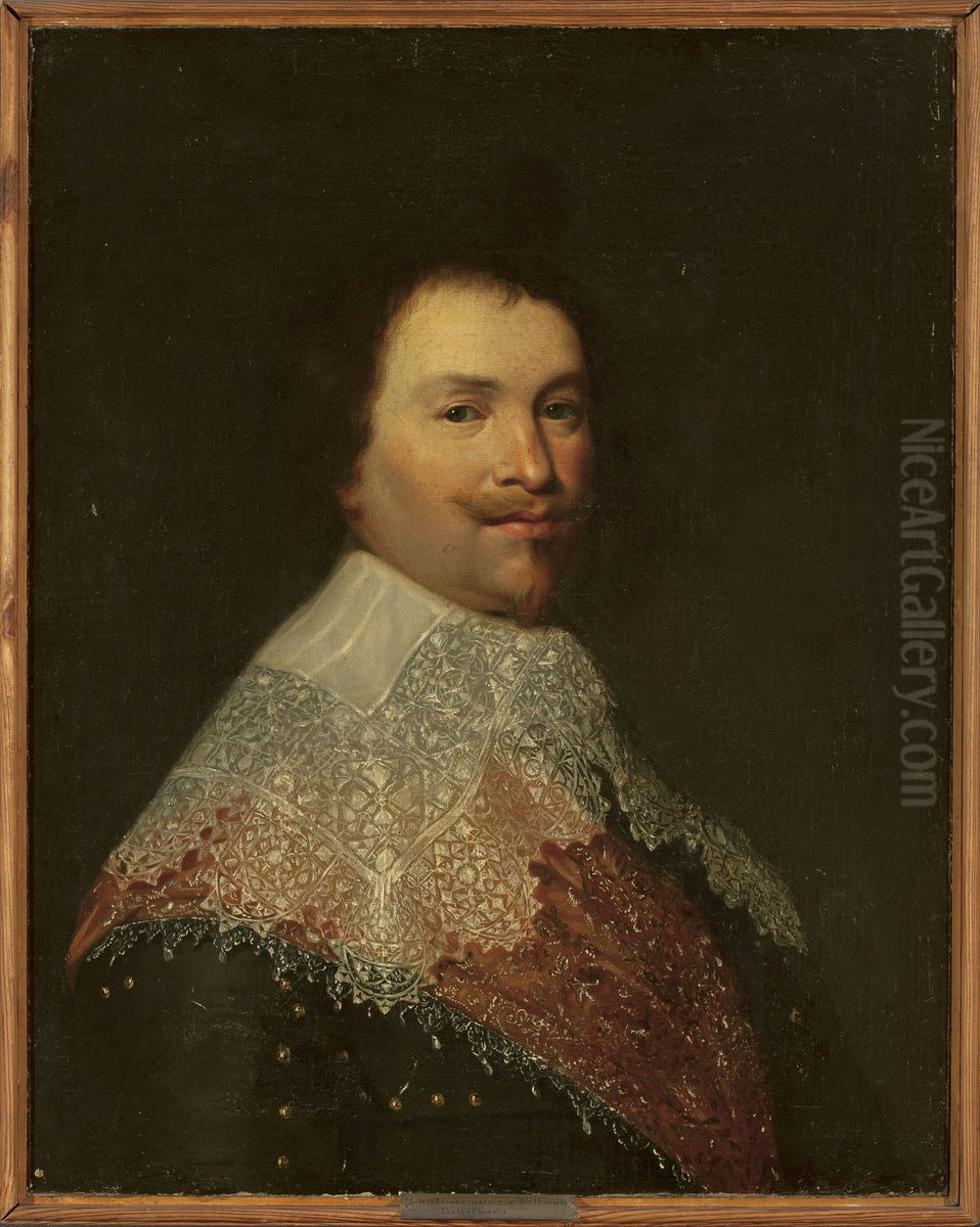 Portrait of a man in a lace collar. Oil Painting by Jan Van Ravesteyn