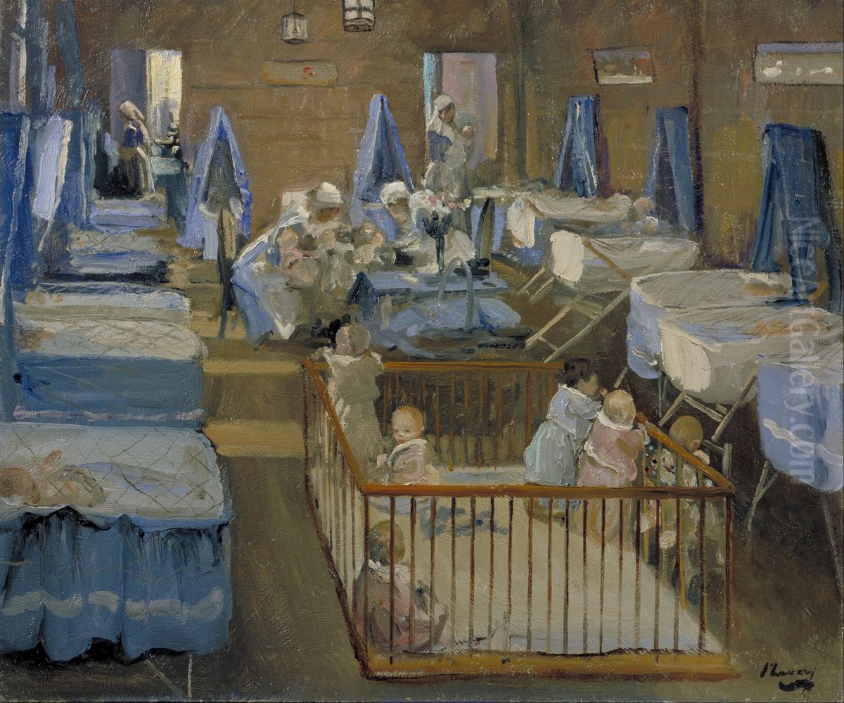 Lady Henry's Creche, Woolwich Oil Painting by John Lavery