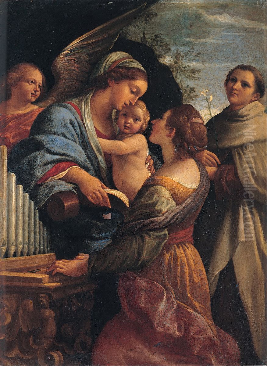 Madonna con il Bambino e i santi Cecilia e Alberto Oil Painting by Lorenzo Garbieri