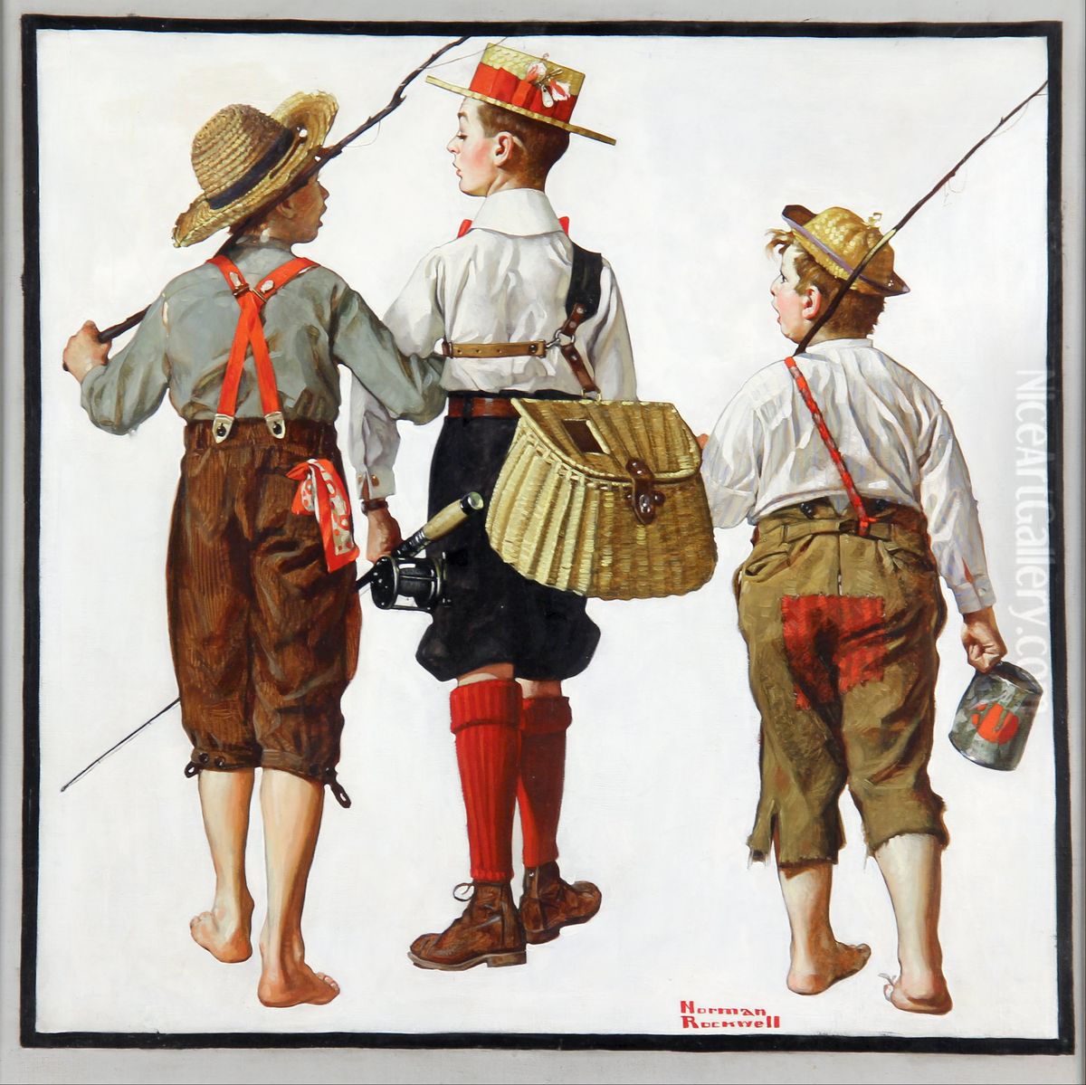 Fishing Trip, They'll Be Coming Back Next Week Oil Painting by Norman Rockwell