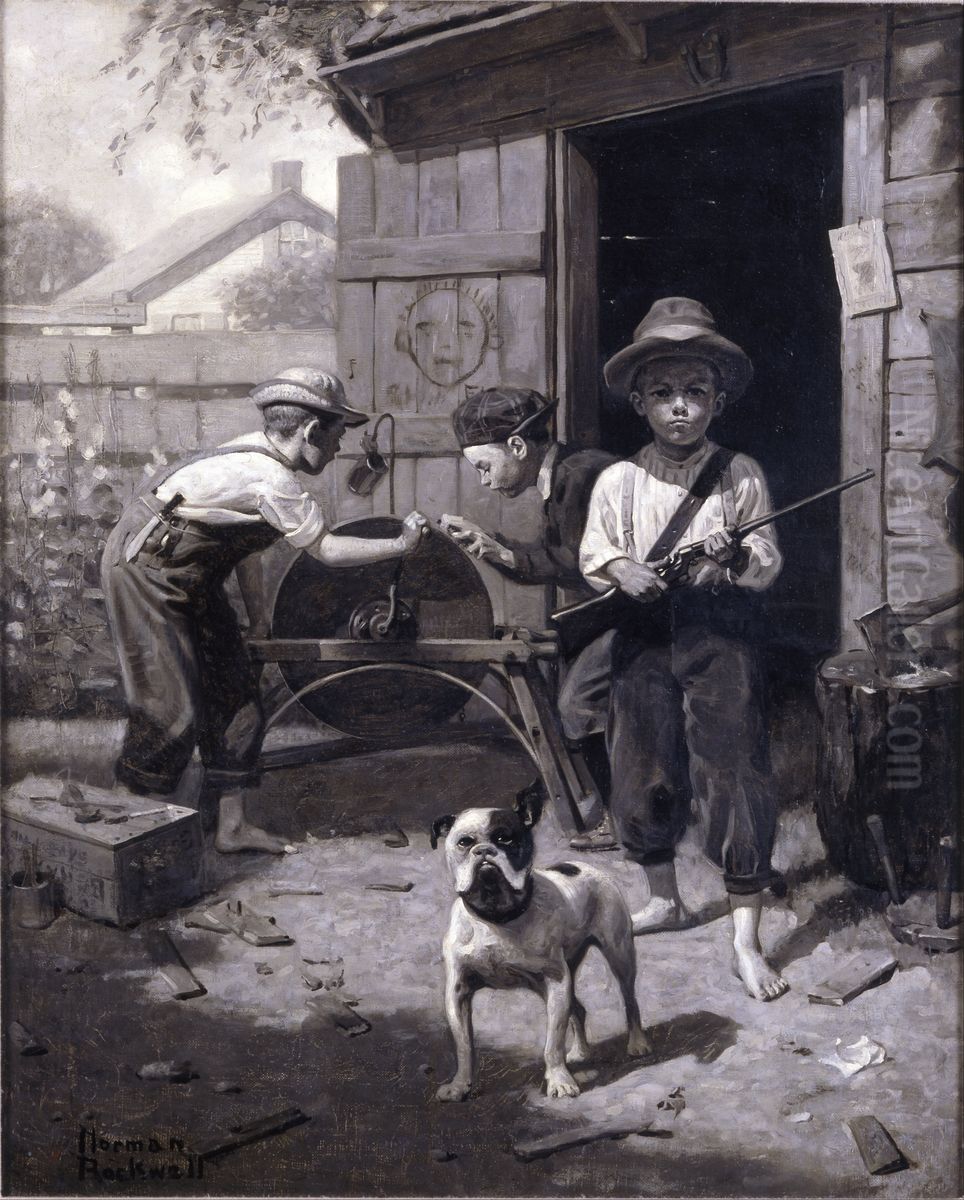 Slim Finnegan Oil Painting by Norman Rockwell