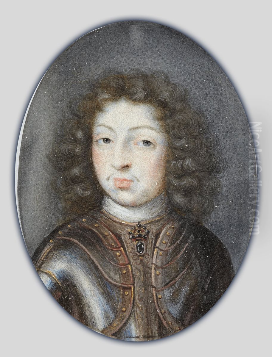 Miniature portrait of Charles XI, King of Sweden 1660-1697 Oil Painting by Pierre Signac