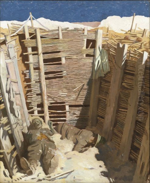 Dead Germans in a Trench Oil Painting by William Orpen