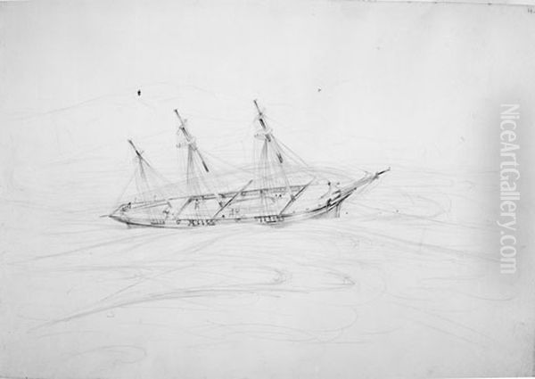 [Ship in heavy swell] Oil Painting by Charles Heaphy