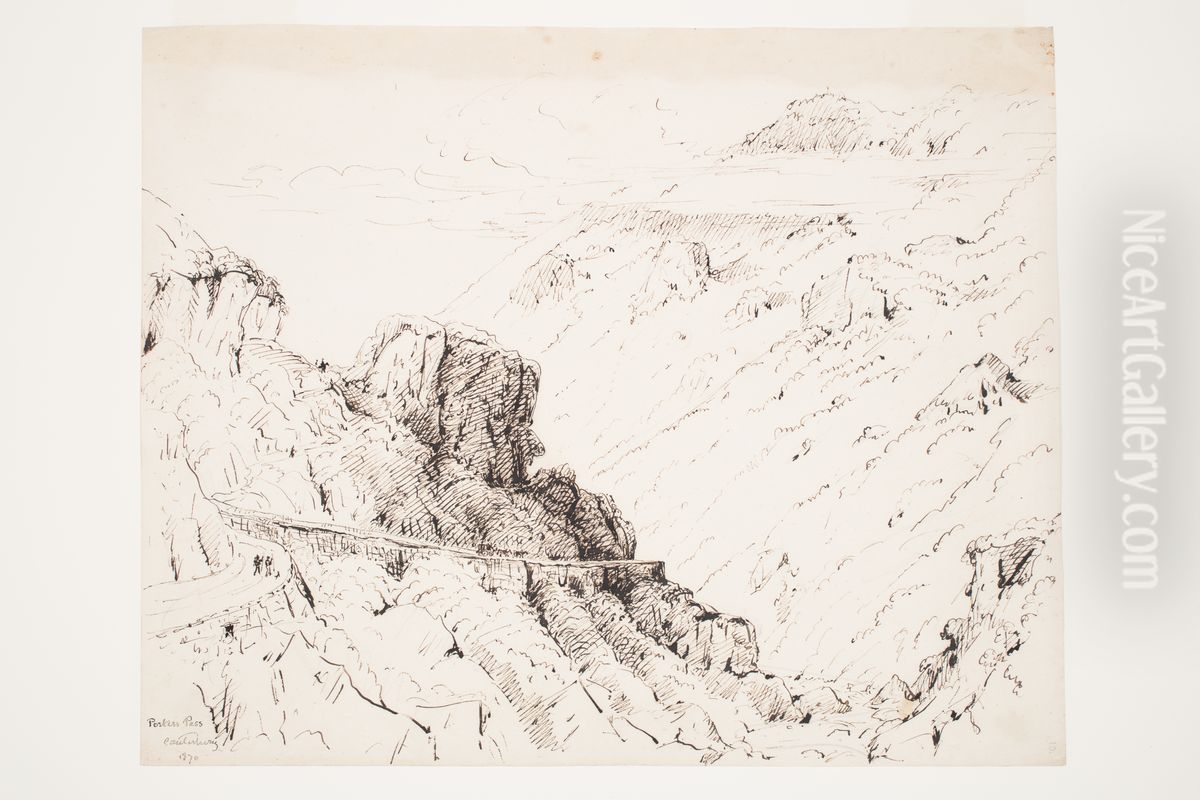 Porter's Pass, Canterbury 1870 Oil Painting by Charles Heaphy