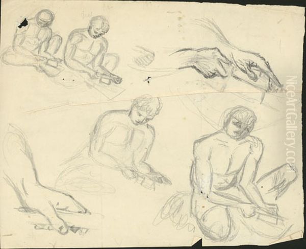 [Figure sketches] PD-1952-2-34 Oil Painting by Charles Heaphy