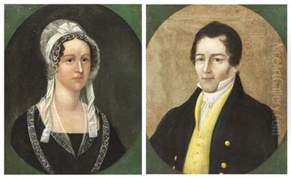 Mrs. Hilmer Schumacher (left) and Hilmer Schumacher Oil Painting by Joshua Johnson