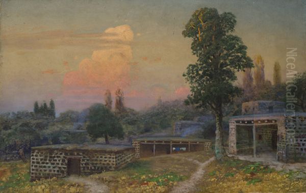 Armenian village at sunrise Oil Painting by Gevorg Bashinjaghian