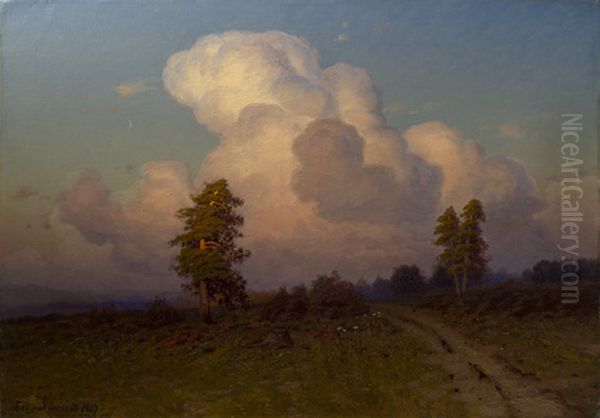 Landscape with pines Oil Painting by Gevorg Bashinjaghian