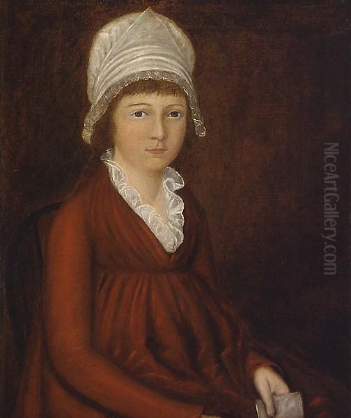 Girl Wearing a Bonnet Oil Painting by Joshua Johnson