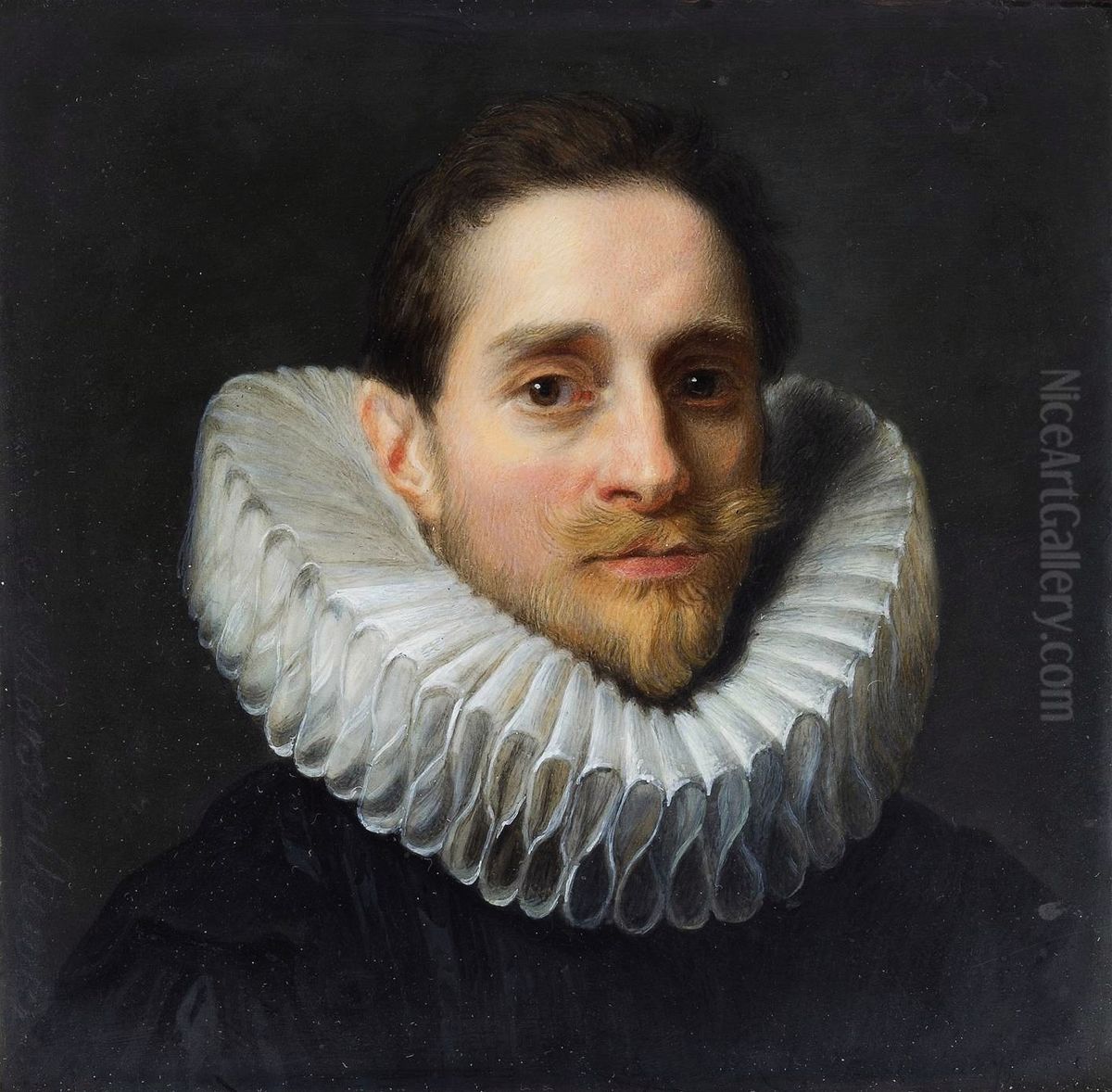 Miniature of a man in a ruff. Oil Painting by Stanislaw  Marszalkiewicz