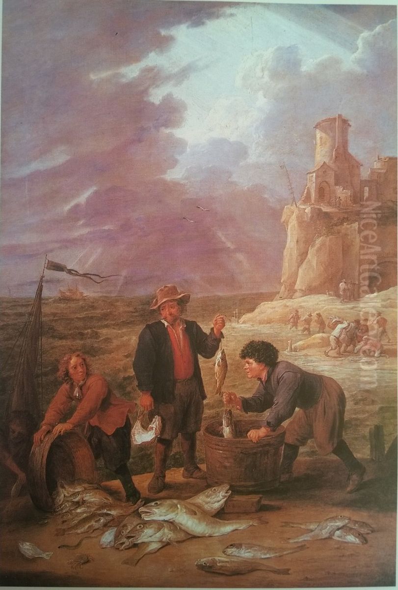 The Return of the Fishermen with their Catch Oil Painting by David Teniers the Younger