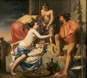 Bacchus on a Throne - Nymphs Offering Bacchus Wine and Fruit
