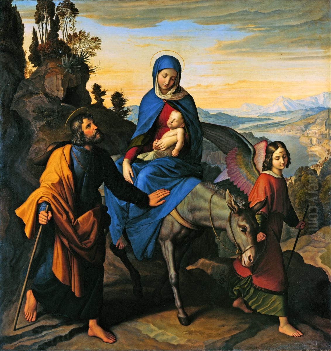 The Flight into Egypt Oil Painting by Julius Schnorr Von Carolsfeld