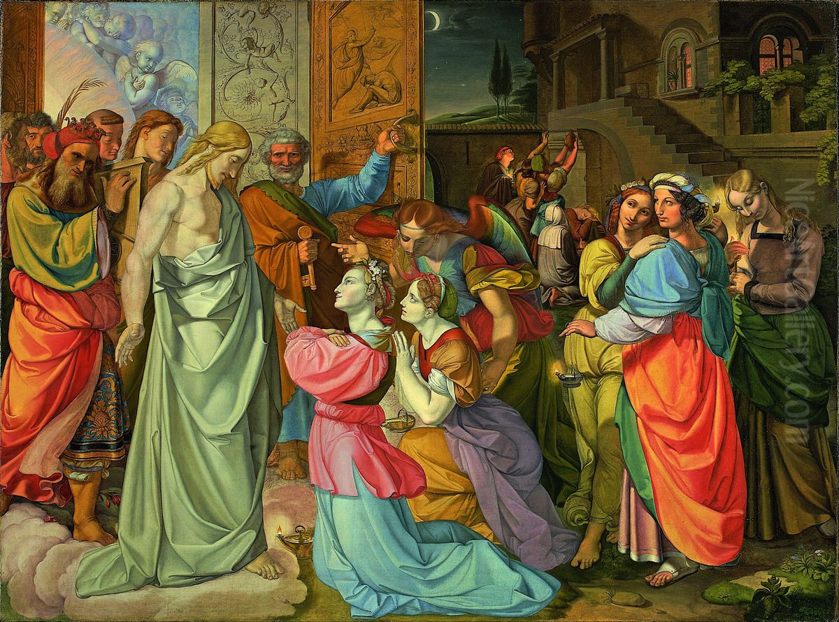 The Parable of Wise and Foolish Virgins (unfinished) Oil Painting by Peter von Cornelius