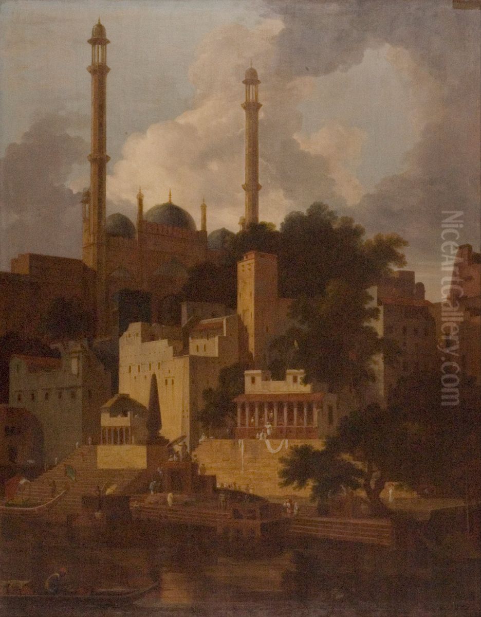 Aurangzeb's Mosque Oil Painting by Thomas Daniell