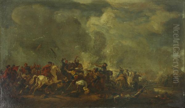 Poles in the battle against the Swedes Oil Painting by Philips Wouwerman