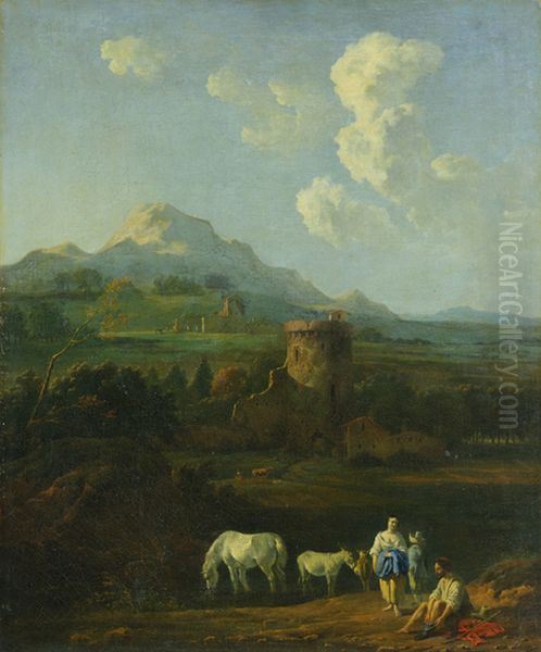 Landscape with figures Oil Painting by Karel Dujardin