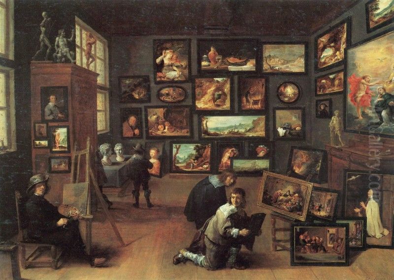 The Artist in his Workshop Oil Painting by David Teniers the Younger