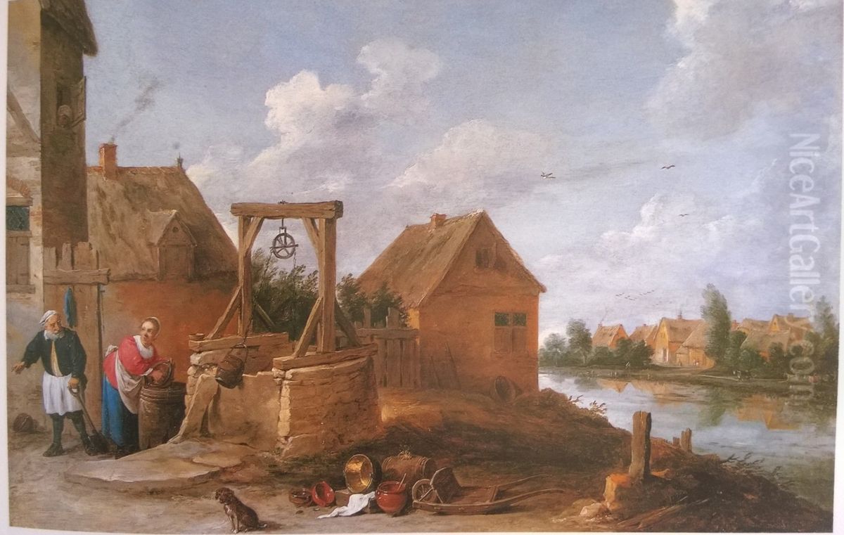 Village scene Oil Painting by David Teniers the Younger