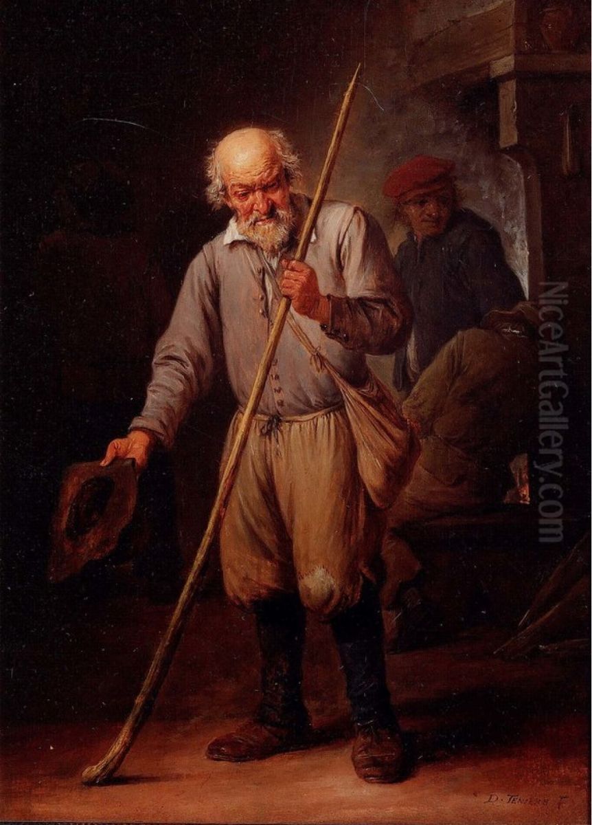 An Old Man with a Walking Staff Oil Painting by David Teniers the Younger