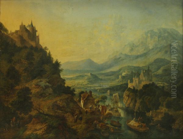 Landscape with river Oil Painting by Jan Griffier I