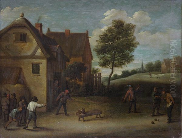 Playing skittles Oil Painting by David Teniers the Younger