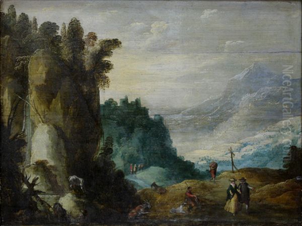 Mountain landscape Oil Painting by Joos de Momper the Younger