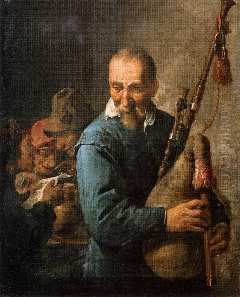 The Musette-Player Oil Painting by David Teniers the Younger