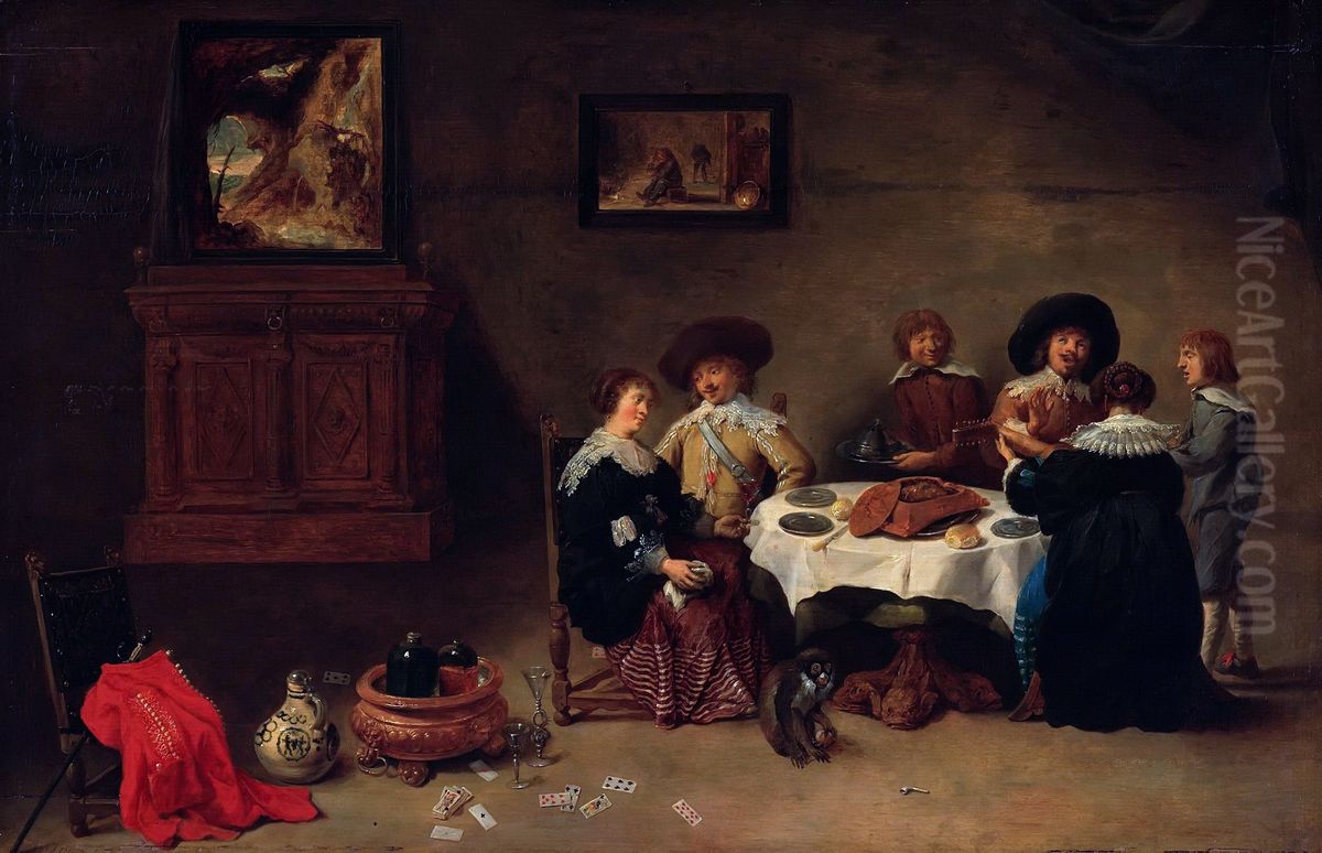 A Company at a Meal Oil Painting by David Teniers the Younger