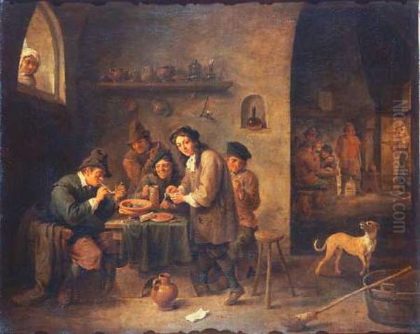 Smokers School Oil Painting by David Teniers the Younger